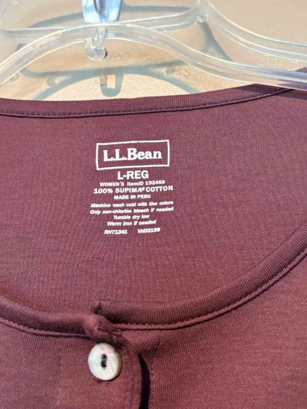 LL Bean Pima Cotton Long-Sleeve Crewneck Cardigan - "Coffee Bean Brown" - Picture 2 of 3